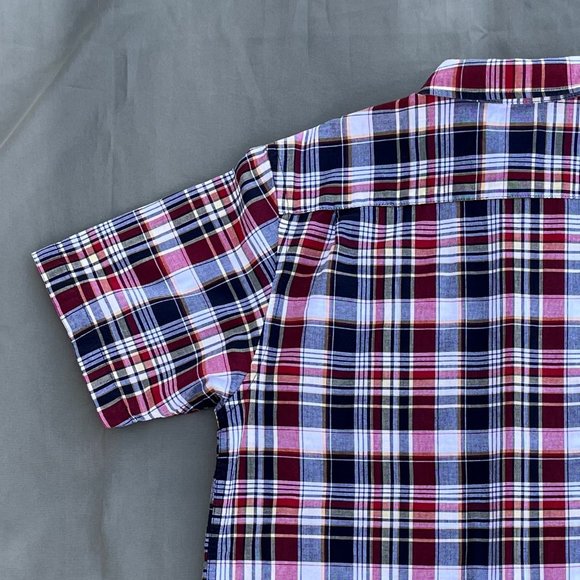 Old Navy Red Multicolor Plaid Button Down Shirt Men Size Large - Picture 8 of 13